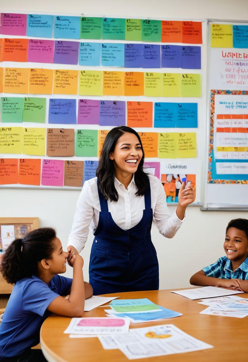 A vibrant classroom scene with diverse learners engaged in joyful conversations in English, colorful language flashcards hanging on the walls, a cheerful teacher guiding them, animated expressions of enthusiasm, and learning tools like books and a whiteboard filled with English phrases. super-realistic. vibrant colors. white background.